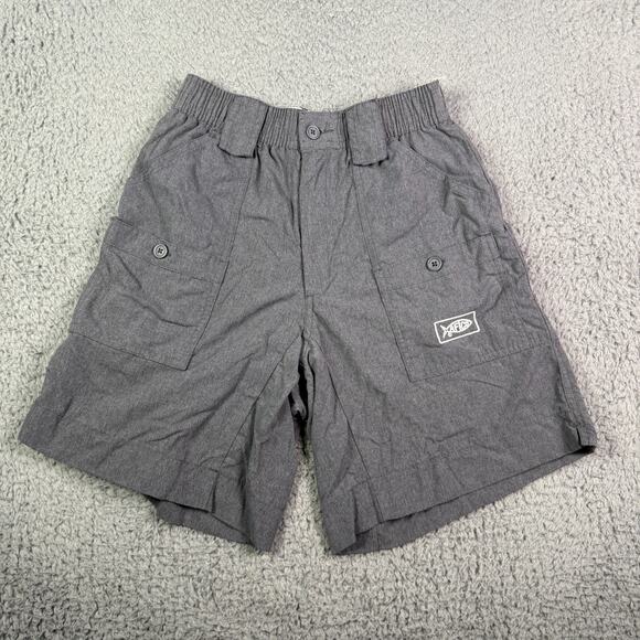 Aftco Shorts Mens 28 Gray Cargo Pockets 7.5" Fishing Hybrid Nylon M01 - Picture 1 of 8